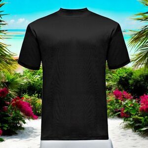 BAGAZIO MEN'S SOLID BLACK CREW NECK TEE WITH RIBBED COLLAR AND SLEEVE. BM1145